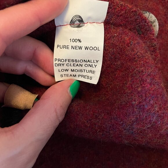 LL Bean Blazer Jacket Burgundy Button-Up Cardigan Wool Made In Austria VTG - Picture 11 of 15